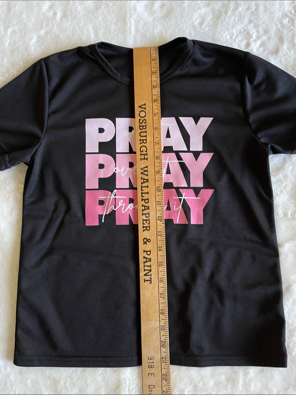 Kids Black Tee with Pink Ombre 'PRAY' Graphic SZ 150 - Picture 4 of 4